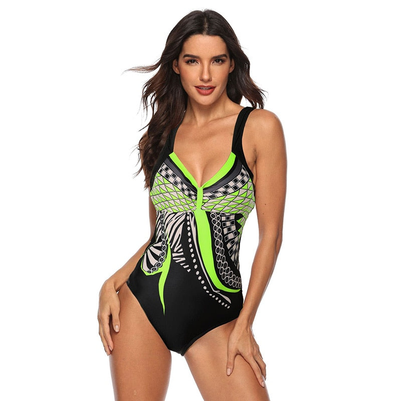 Swimwear Women  One Piece Swimsuit Push Up Vintage Retro Bathing Suits Swimming Suit for Beach Wear Plus Size Swimwear S-2XL
