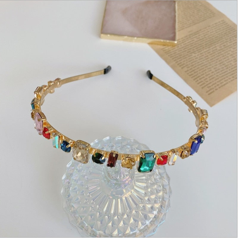 Hair Hoop Baroque Full Drill Alloy Thin Edge Head Hoop Bride Press Hair Net Red Same Style Hair Cave Hair Accessories