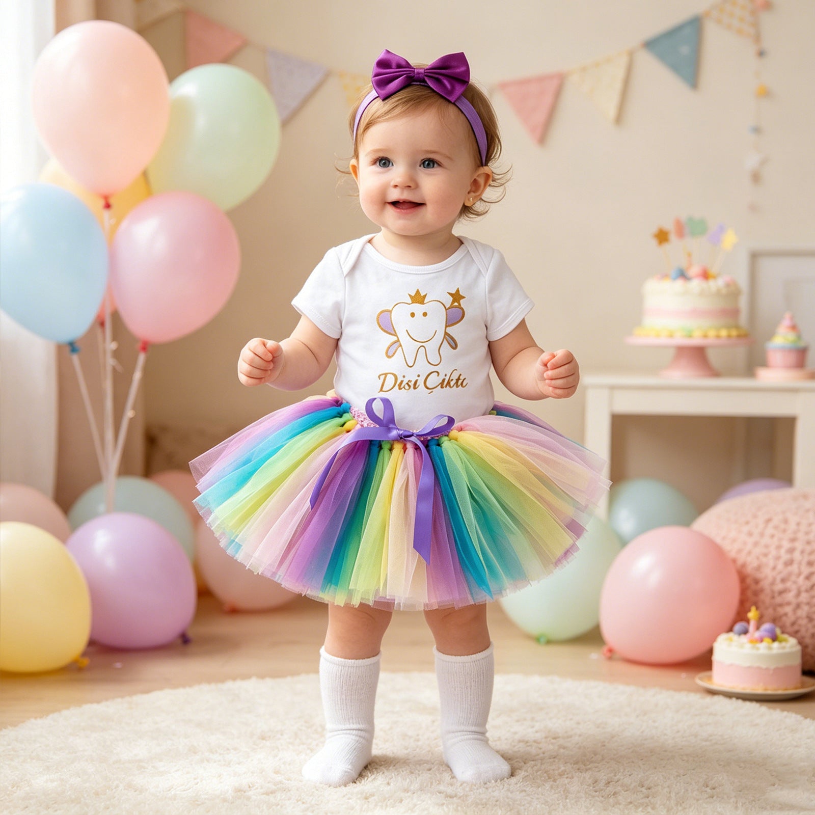 Baby Summer Outfit Set Short Sleeve Romper Handmade Skirt Hair Accessories 3-Piece Birthday Dress Summer