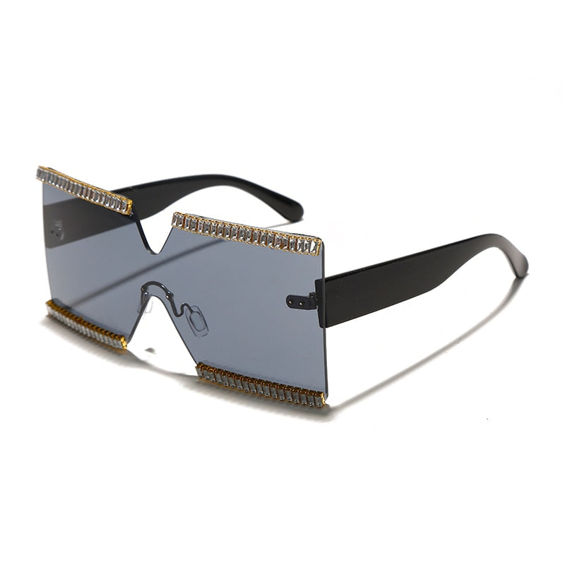 Fashion Square Rhinestone Sunglasses Women Men Mix Diamond Design Flat Top Sun Glasses Luxury Brand Designer Eyewear UV400