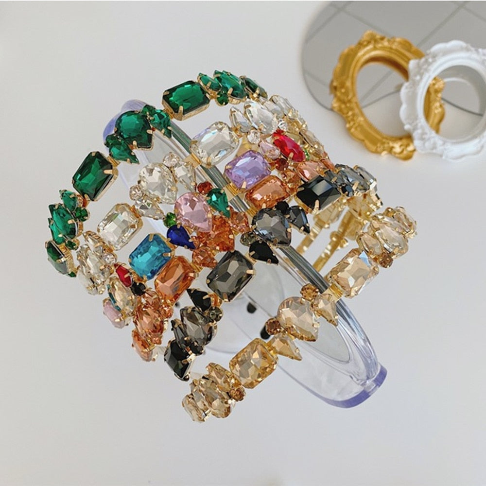 Hair Hoop Baroque Full Drill Alloy Thin Edge Head Hoop Bride Press Hair Net Red Same Style Hair Cave Hair Accessories