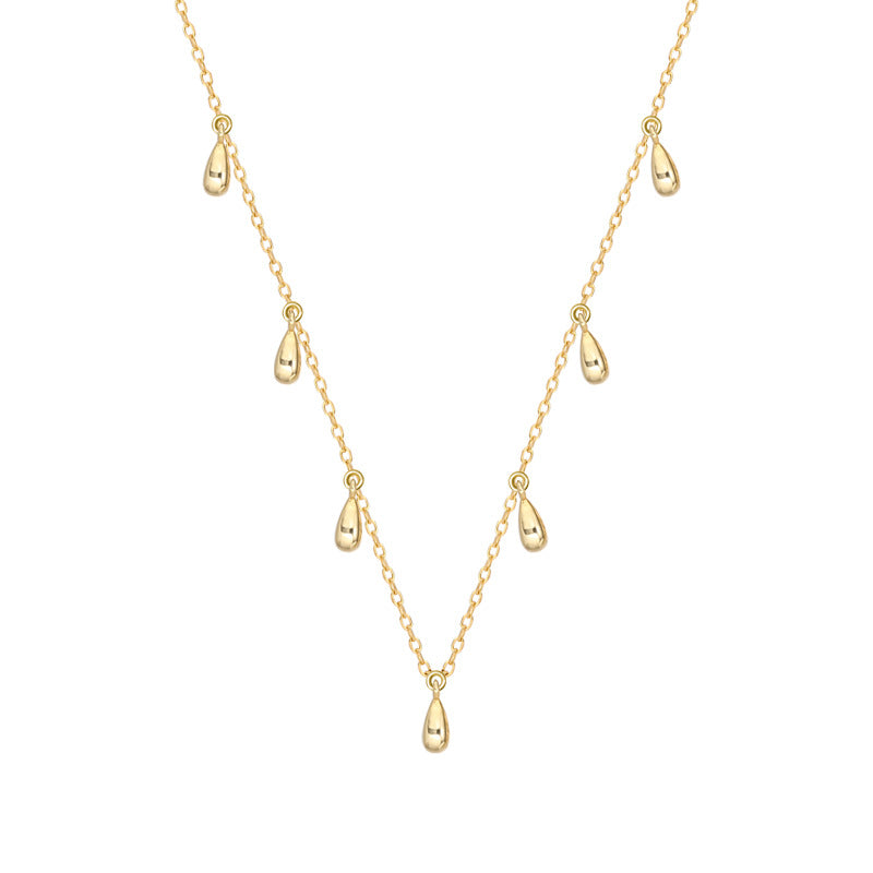 S925 Silver Choker Necklace with Water Drop Design