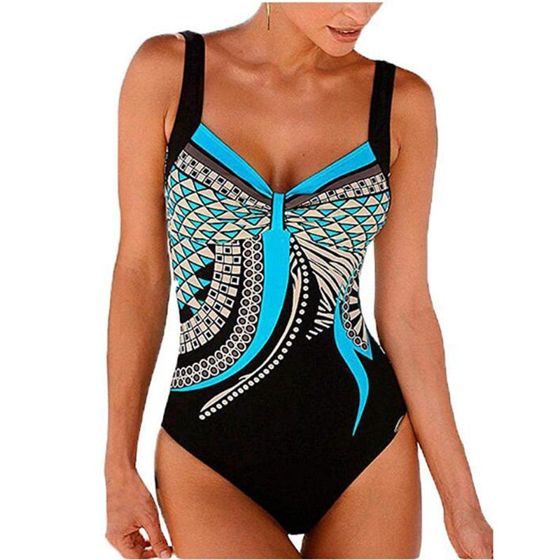 Swimwear Women  One Piece Swimsuit Push Up Vintage Retro Bathing Suits Swimming Suit for Beach Wear Plus Size Swimwear S-2XL
