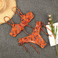 Cross-border New Arrival Two-Piece Swimsuit for Women European and American Sexy Strapless Printed Bikini S-XXXL
