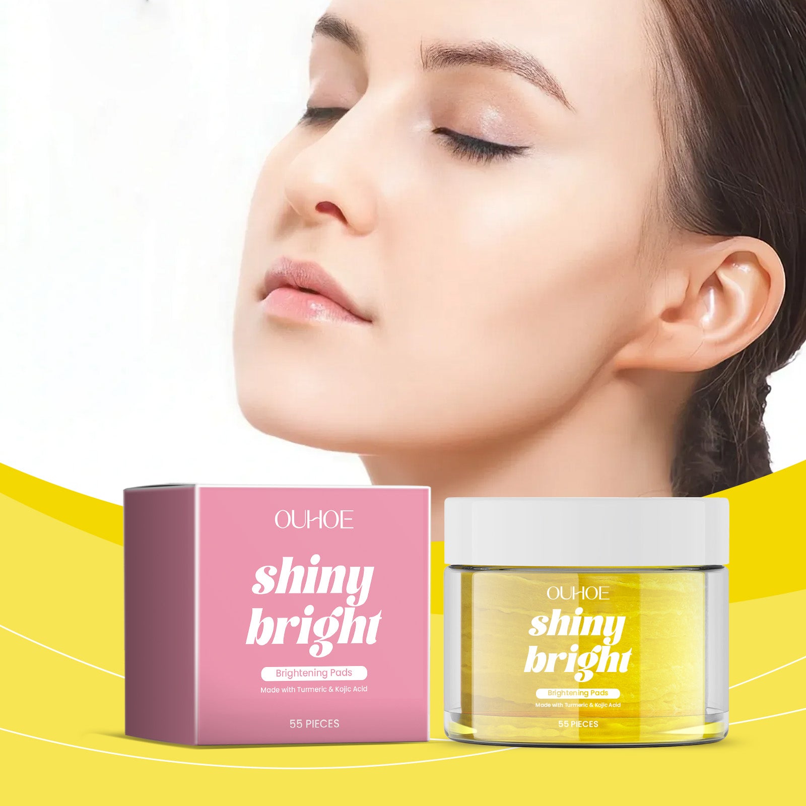 Turmeric Acid Cotton Tablet, Clean Facial Skin Daily Gentle Moisturizing Skin Care And Beauty Kojic Acid Cotton Tablet