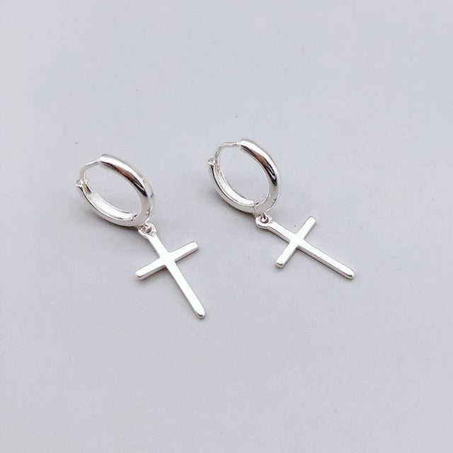 Flyleaf 925 Sterling Silver Cross Dangle Earrings For Women New Trend Lady Fashion Jewelry Pendientes Mujer Moda