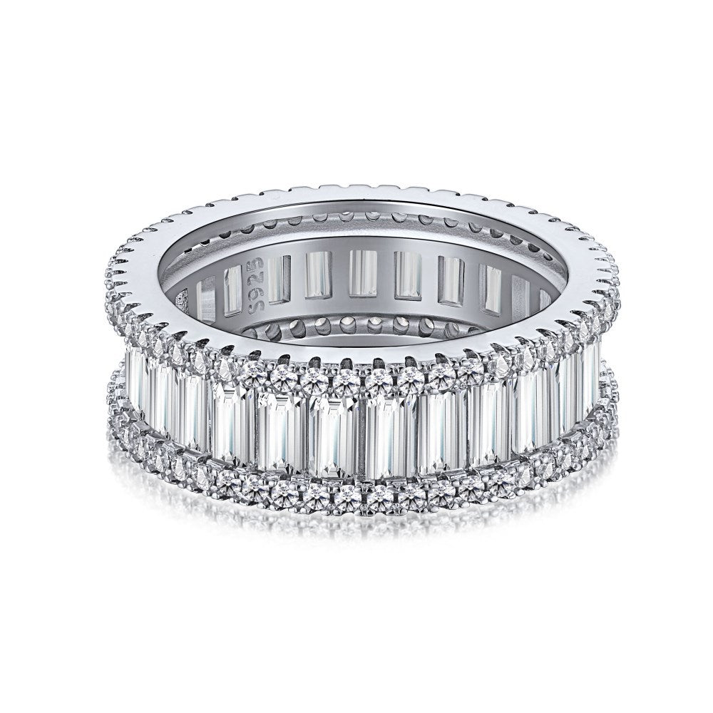 S925 Silver Heart-shaped Diamond Zircon Stacked Ring