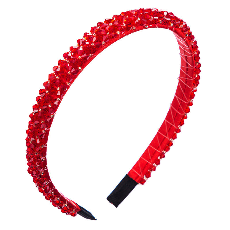 Korean Style Thin Edge Crystal Headband Women's Fashion Super Flash Headband Party Press Hair Accessories