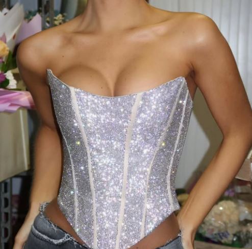 YJ23585 Summer Sexy Strapless Top with Corset Design
