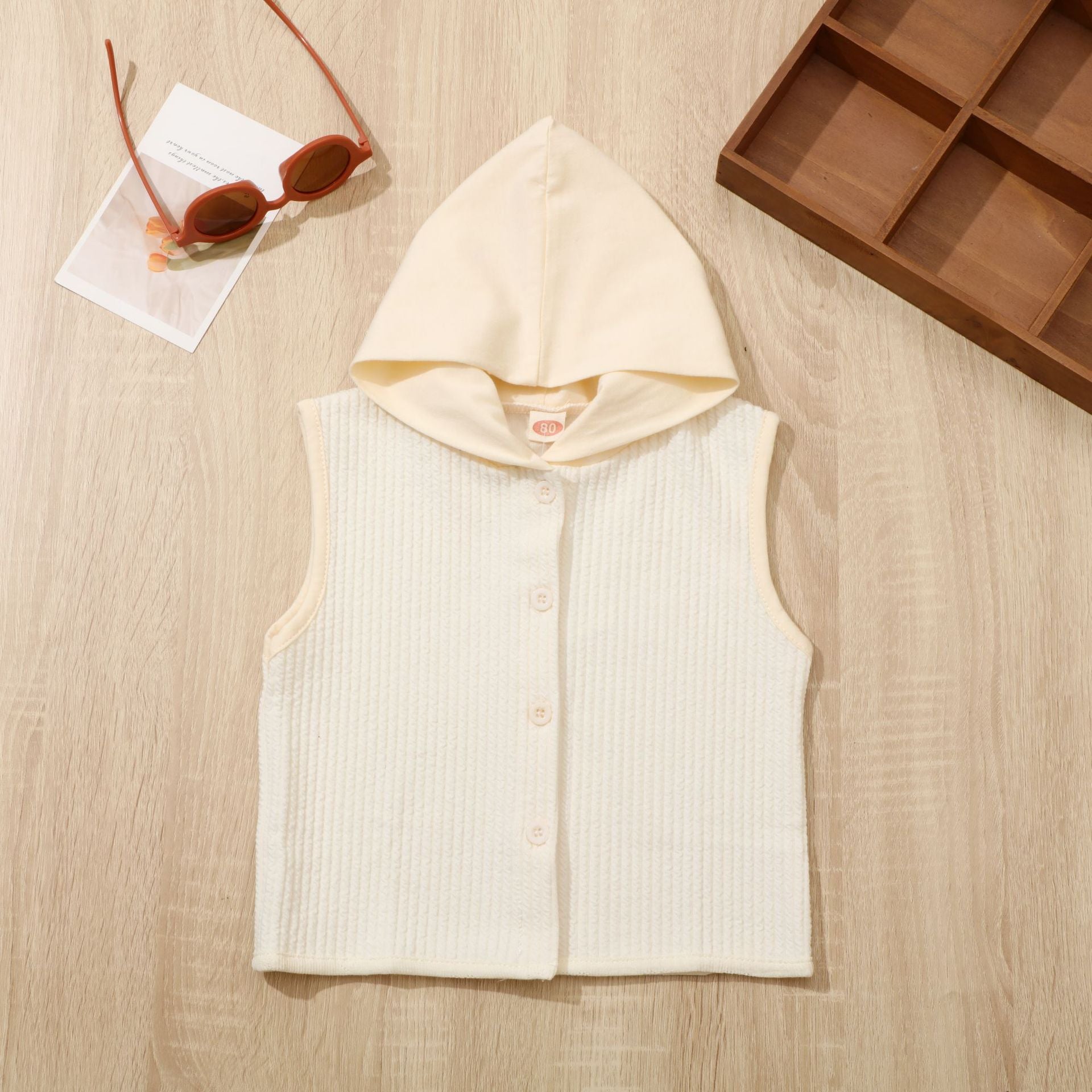 Baby Hooded Sleeveless Jacket, Trendy Baby Cardigan