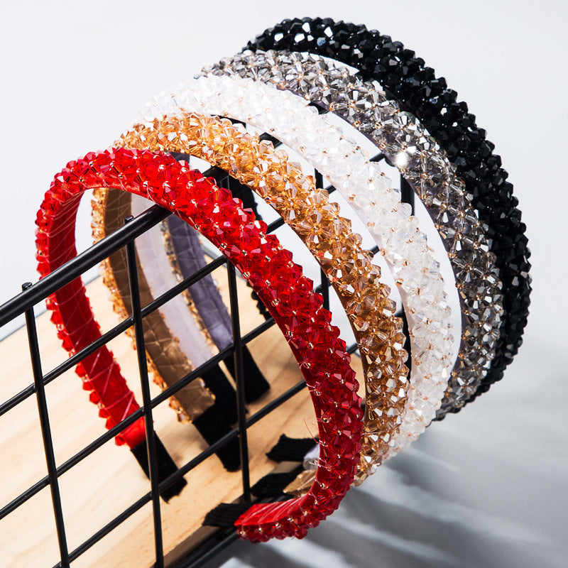 Korean Style Thin Edge Crystal Headband Women's Fashion Super Flash Headband Party Press Hair Accessories