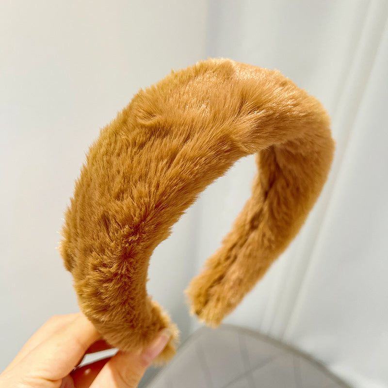 Plush Solid Color Women's Versatile Facial Hair Hoop Ins Go Out Mink Hair Press Hair Hoop Hair Accessories R519