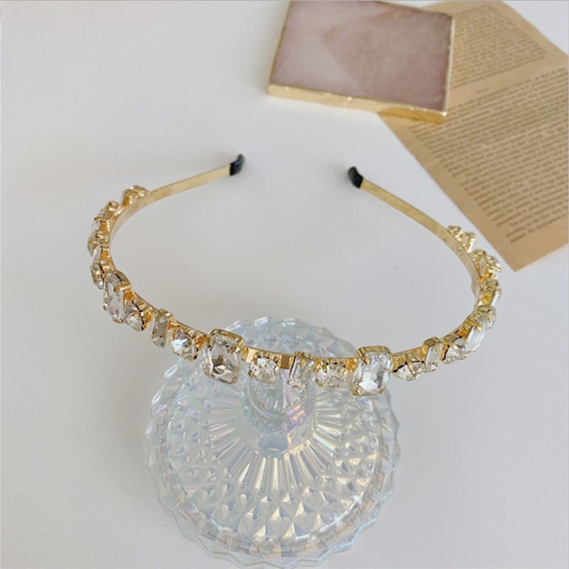 Hair Hoop Baroque Full Drill Alloy Thin Edge Head Hoop Bride Press Hair Net Red Same Style Hair Cave Hair Accessories