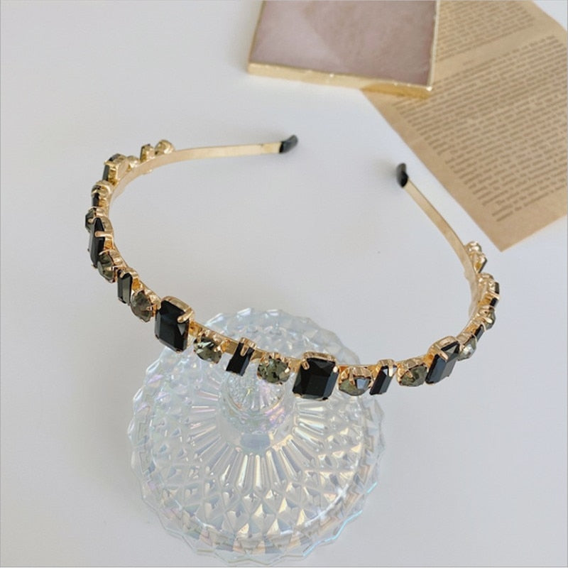 Hair Hoop Baroque Full Drill Alloy Thin Edge Head Hoop Bride Press Hair Net Red Same Style Hair Cave Hair Accessories