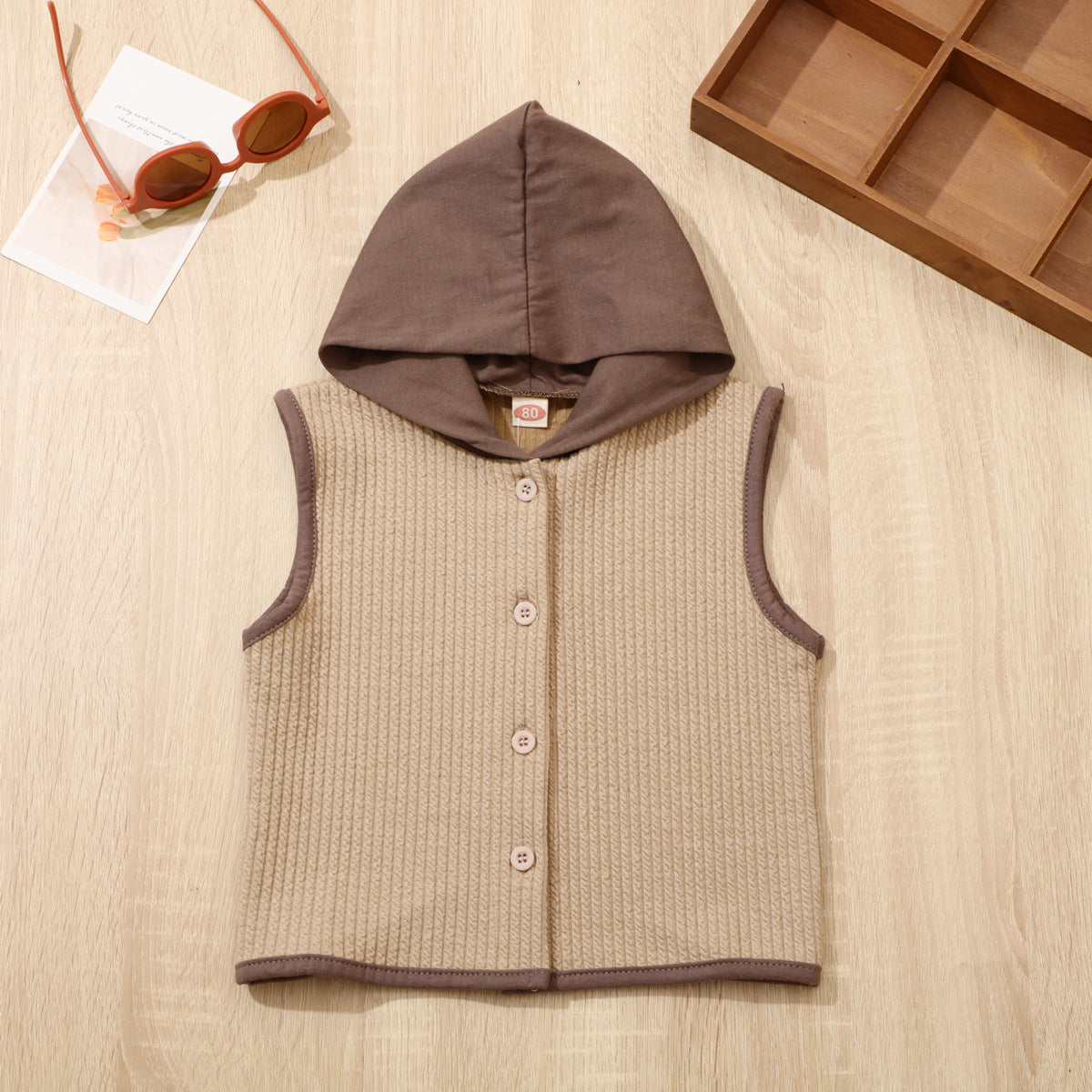 Baby Hooded Sleeveless Jacket, Trendy Baby Cardigan