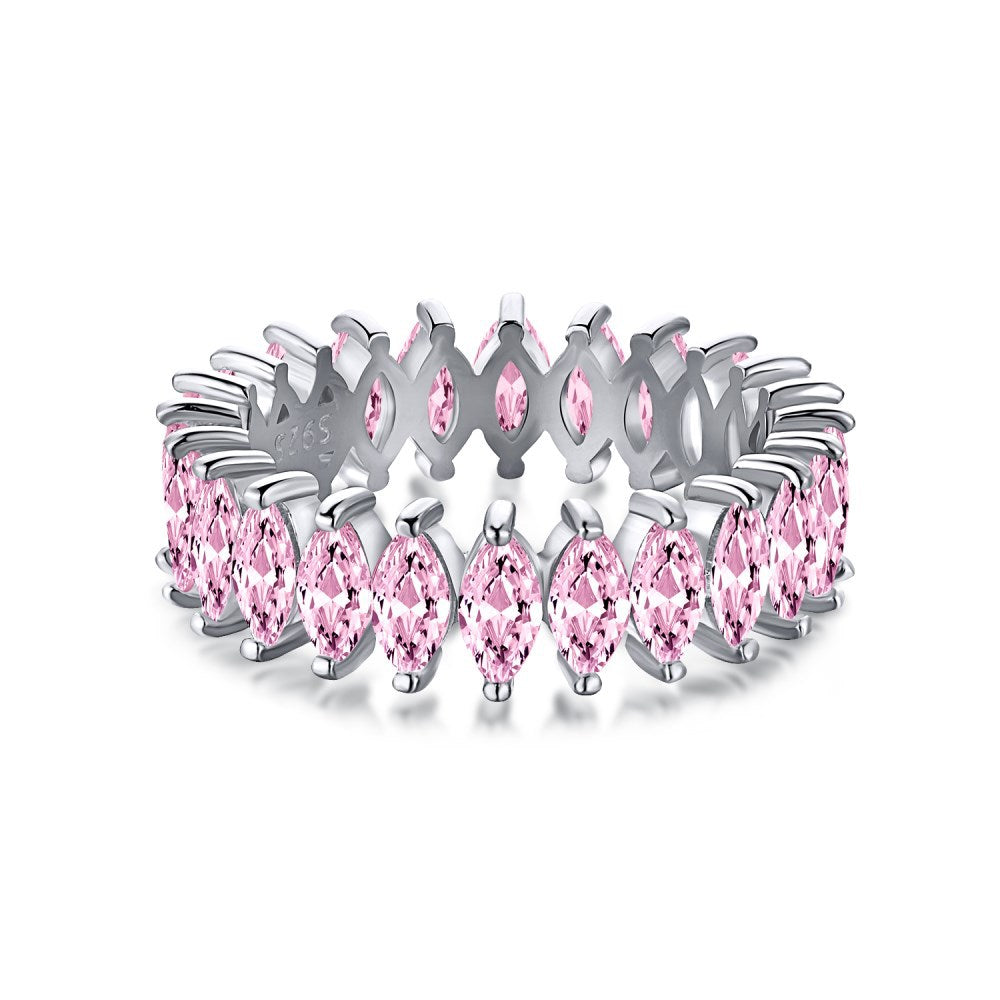 S925 Silver Heart-shaped Diamond Zircon Stacked Ring