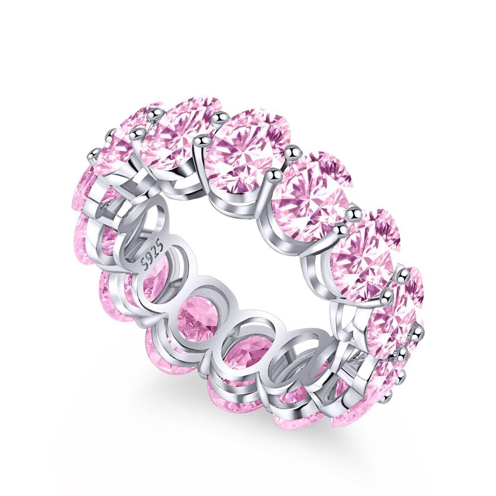 S925 Silver Heart-shaped Diamond Zircon Stacked Ring