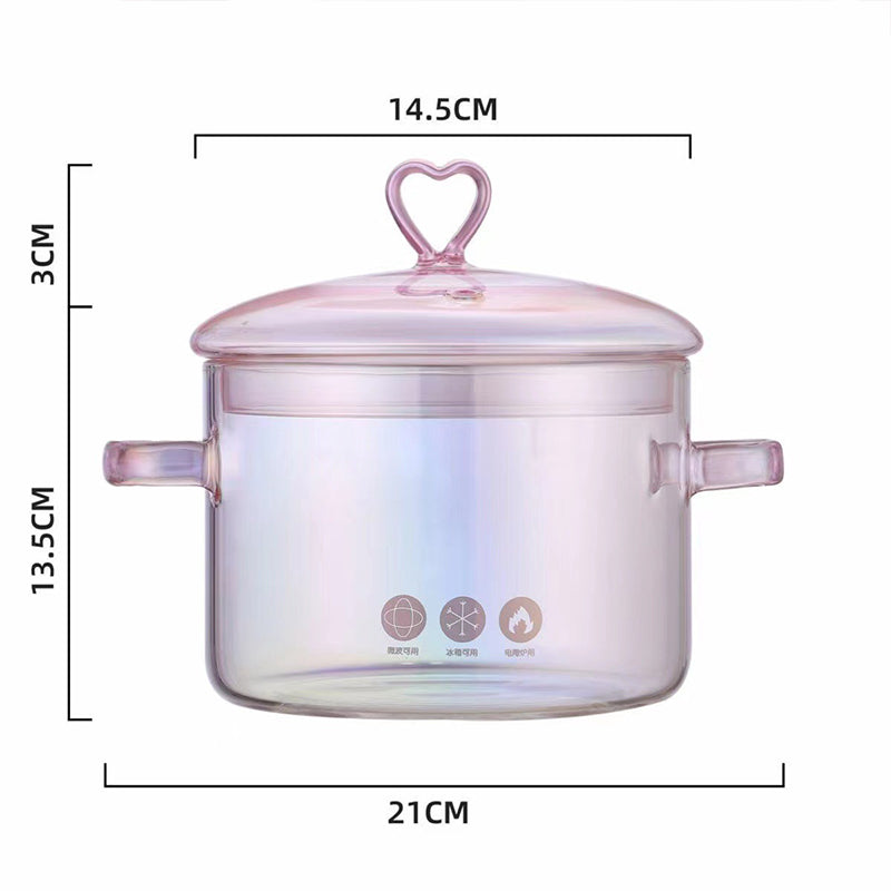 Heat Resistant Borosilicate Glass Soup Pot for Noodles