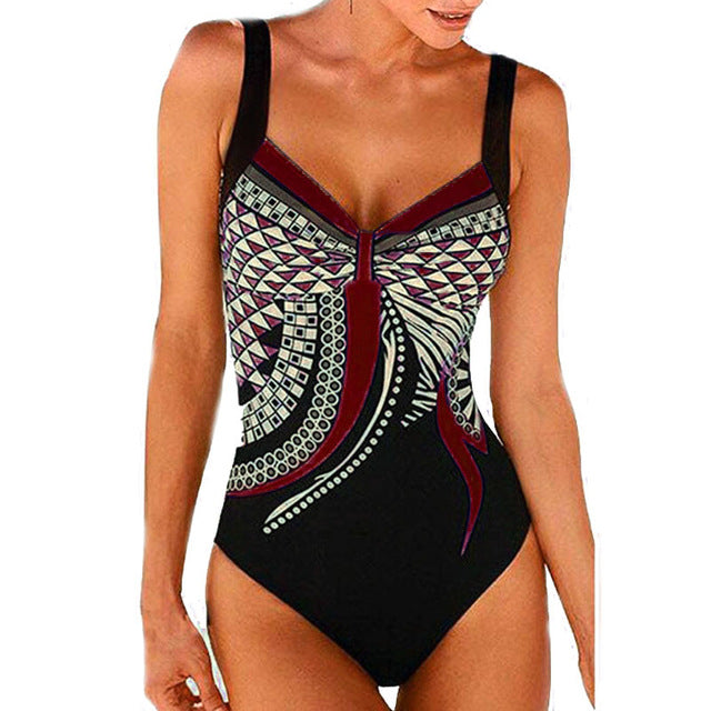 Swimwear Women  One Piece Swimsuit Push Up Vintage Retro Bathing Suits Swimming Suit for Beach Wear Plus Size Swimwear S-2XL