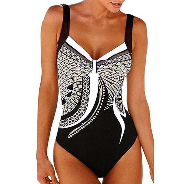 Swimwear Women  One Piece Swimsuit Push Up Vintage Retro Bathing Suits Swimming Suit for Beach Wear Plus Size Swimwear S-2XL