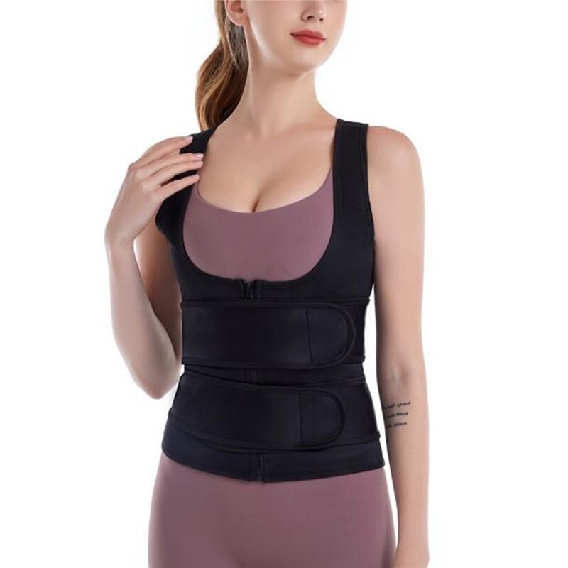Women Waist Trainer Corset with Zipper, Solid Color Postpartum Shaper Vest, Fat Burning Stomach Wrap for Body Modeling S-3XL