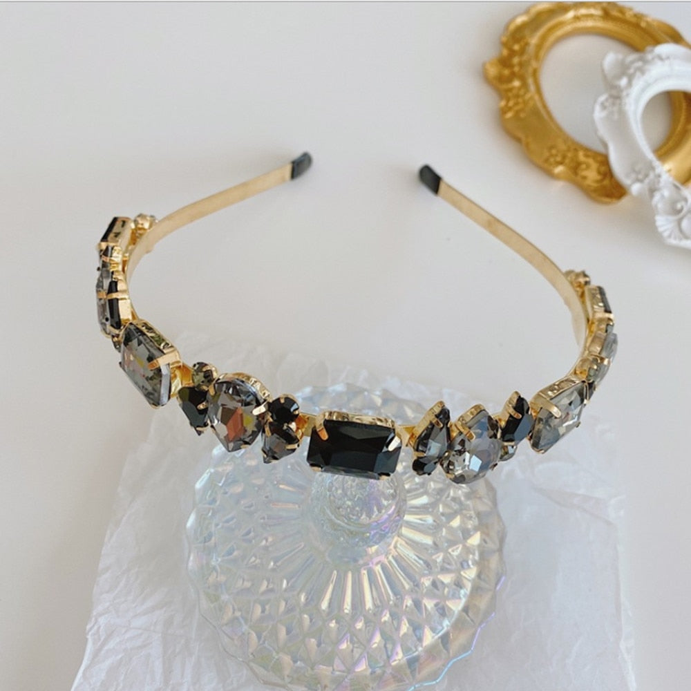 Hair Hoop Baroque Full Drill Alloy Thin Edge Head Hoop Bride Press Hair Net Red Same Style Hair Cave Hair Accessories