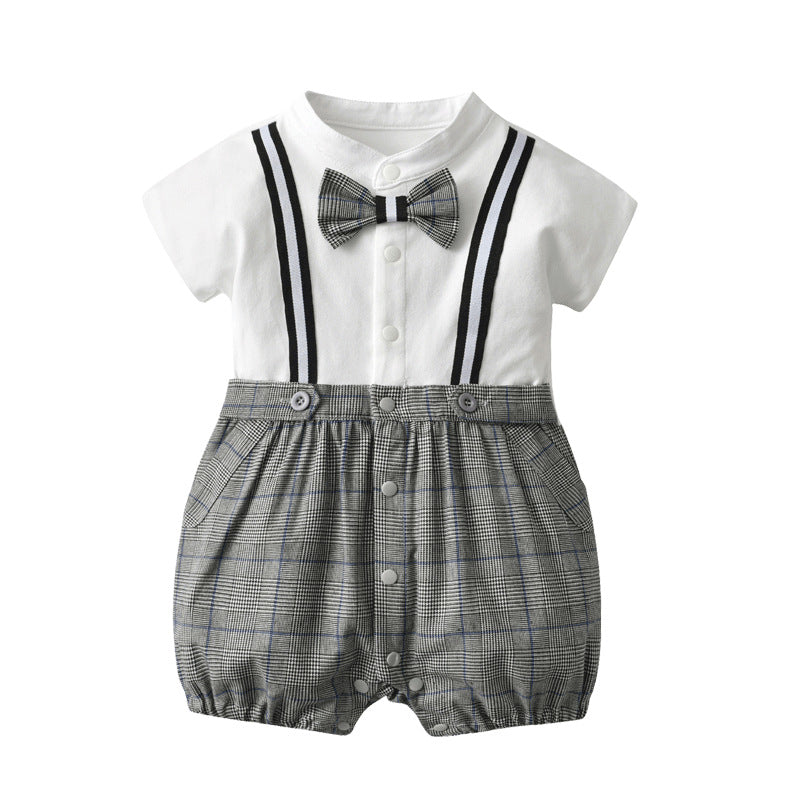 Short sleeved baby jumpsuit