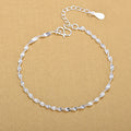 Korean S925 Silver Bracelet Anklet Ladies Wave Water Pattern Jewelry Simple Small Fresh Twisted Rope Thin Chain