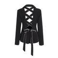 Trendy Brand Design Coat Women's New Fashion Back Nails Drilled Hollow All-Match Strap Suits