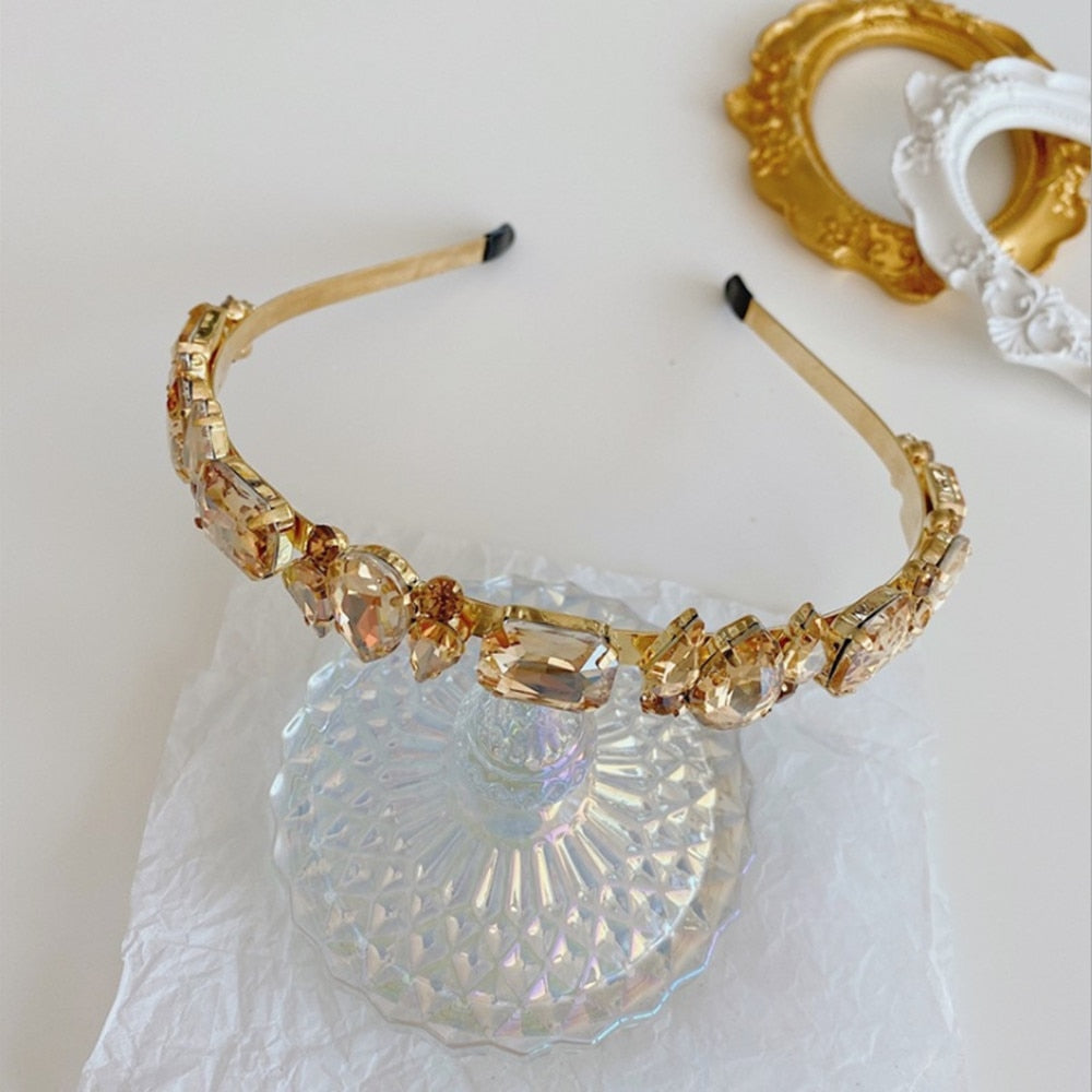 Hair Hoop Baroque Full Drill Alloy Thin Edge Head Hoop Bride Press Hair Net Red Same Style Hair Cave Hair Accessories