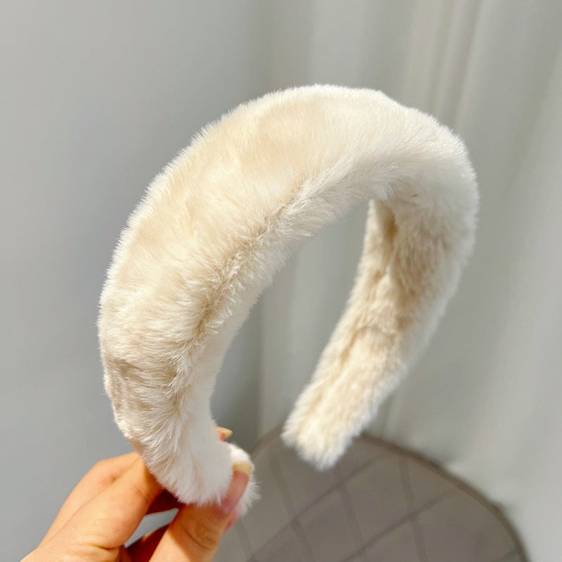 Plush Solid Color Women's Versatile Facial Hair Hoop Ins Go Out Mink Hair Press Hair Hoop Hair Accessories R519