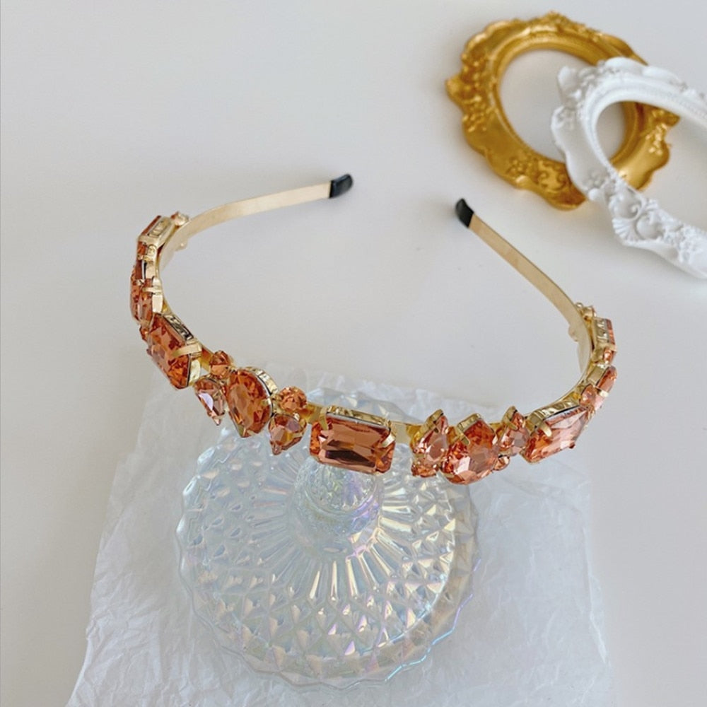 Hair Hoop Baroque Full Drill Alloy Thin Edge Head Hoop Bride Press Hair Net Red Same Style Hair Cave Hair Accessories