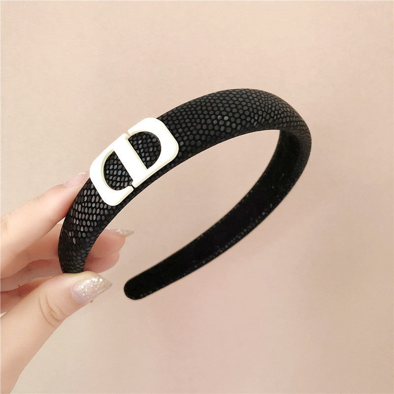 CD High Skull Top Fabric Headband Net Red New Face Wash Press Hair Wide-Brimmed Headband Hairpin Headwear