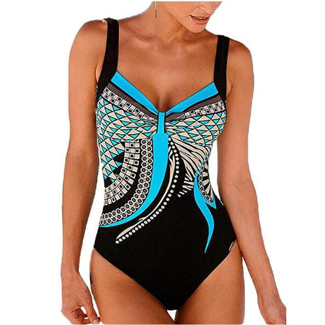 Swimwear Women  One Piece Swimsuit Push Up Vintage Retro Bathing Suits Swimming Suit for Beach Wear Plus Size Swimwear S-2XL