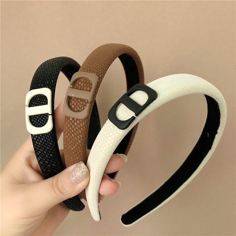 CD High Skull Top Fabric Headband Net Red New Face Wash Press Hair Wide-Brimmed Headband Hairpin Headwear