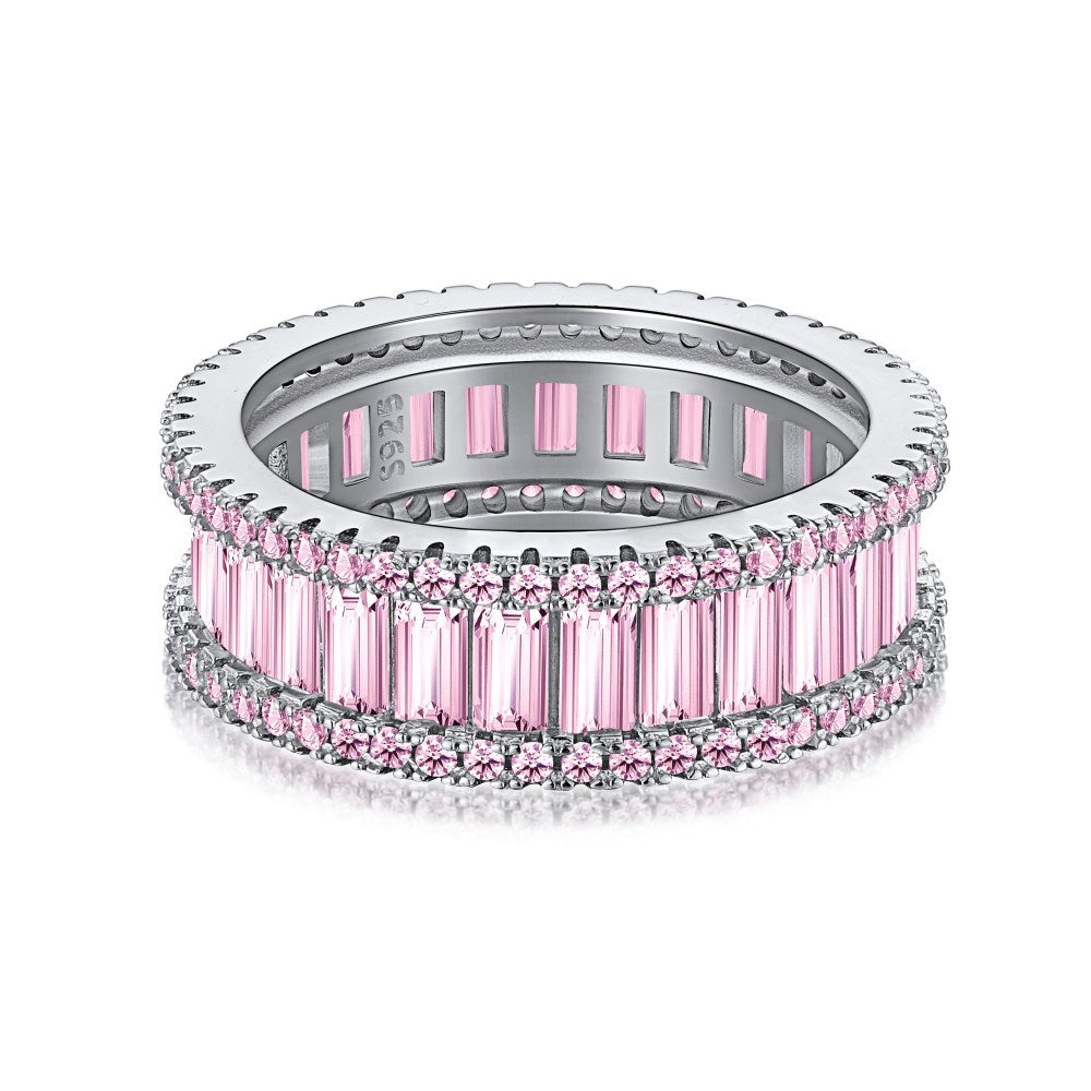 S925 Silver Heart-shaped Diamond Zircon Stacked Ring