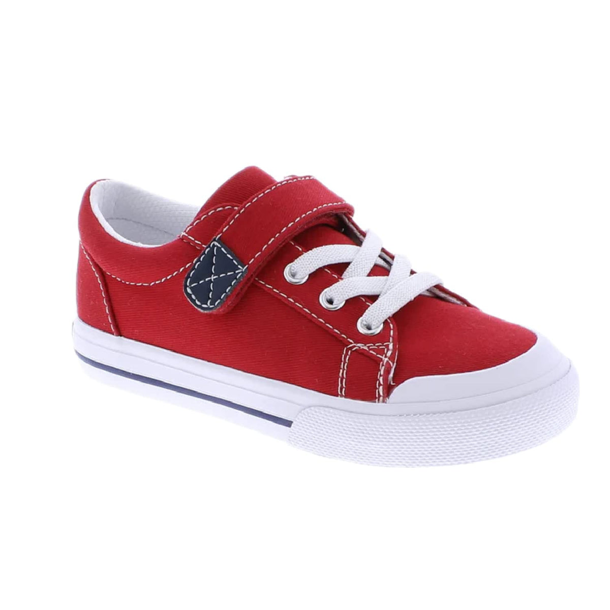 FOOTMATES Jordan Strap Canvas Flats Boys and Girls Shoes - Tennis Sneakers with Wide Toe Box Custom-Fit Insoles Vulcanized Outsoles - Red 3 Infant (0-12 Months)