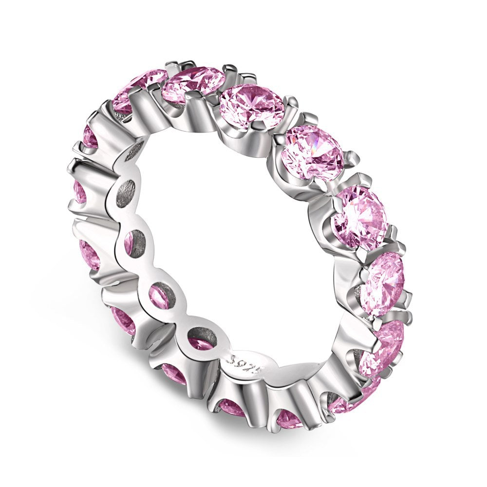 S925 Silver Heart-shaped Diamond Zircon Stacked Ring