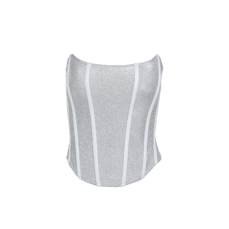 YJ23585 Summer Sexy Strapless Top with Corset Design