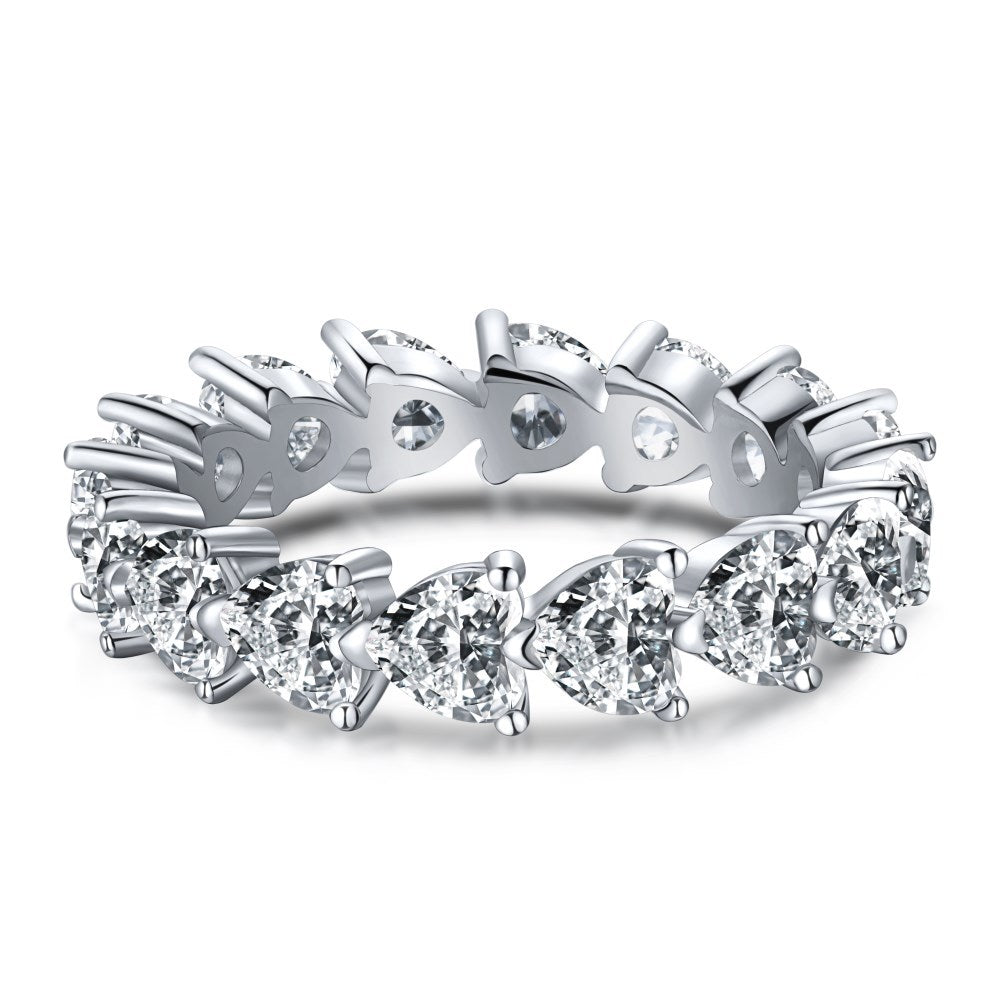 S925 Silver Heart-shaped Diamond Zircon Stacked Ring